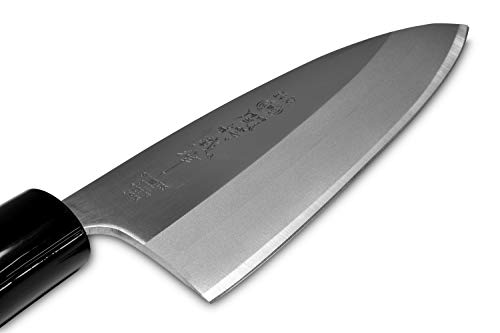 Image of Seki Japan TSUBAZO Japanese Sushi Chef Knife, Stainless Steel Sashimi Deba Knife, Shiraki Handle, 150 mm (5.9 in)