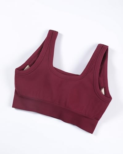 Image of AUROLA Power Womens Square Back Basic Sports Bra - Square Neck Padded Low Impact Yoga Bra Workout Crop Top