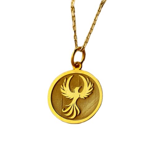 Pendentif Phénix 24mm argent plaqué or collier chaîne câble 45cm LKBEADS