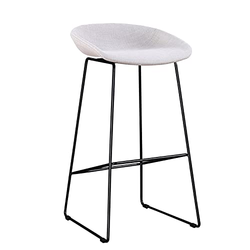 Taburete de Bar, taburetes Altos de mostrador sin Respaldo, Taburete de Bar Simple, Taburete de Bar clásico de Franela para Isla de mostrador de Cocina (Blanco)