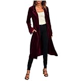 ✶ HebeTop ✶ Women's Long Velvet Cardigan Open Front Vintage Outerwear Maxi Long Sleeve Blazers...