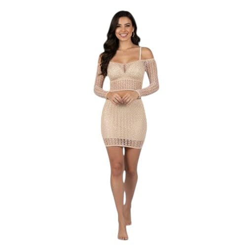 neobaby Off-Shoulder Crop Top and Shorts Set Babydoll, Long Sleeve, Two Piece Outfit | Honeymoon Wedding Night Valentine Gift for Girls & Women's (Small & Medium Size)-picture-58