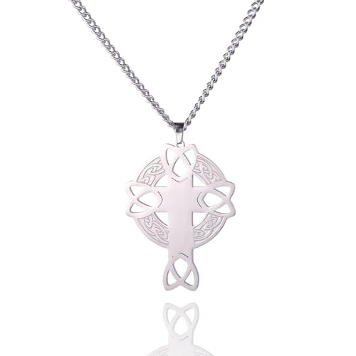 Collana Croce Celtica - Simboleggiante l'amore eterno per Dio e la speranza di salvezza, la Croce Celtica è presente in Irlanda fin dall'alto Medioevo ed è probabilmente il più riconoscibile tra i molti simboli celtici. È un simbolo popolare di fede e significa buona fortuna attraverso la preghiera. È una collana di reciproche benedizioni