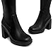Athlefit Black Knee High Boots for Women Platform Chunky High Heel Tall Boots Square Toe Fashion Dress Long Heeled Booties Size 7