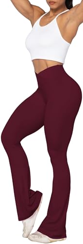 Image of Sunzel Flare Leggings, Crossover Yoga Pants with Tummy Control, High-Waisted and Wide Leg
