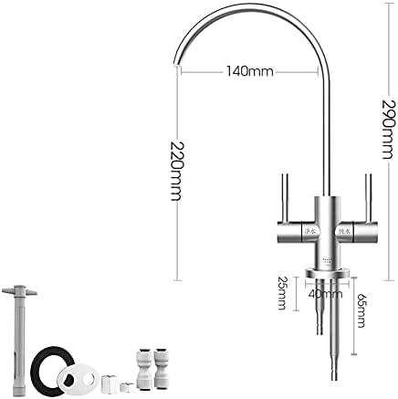 Grifo de cocina giratorio de 360°, filtro de agua RO debajo del fregadero, conexión duradera de agua potable, diseño elegante
