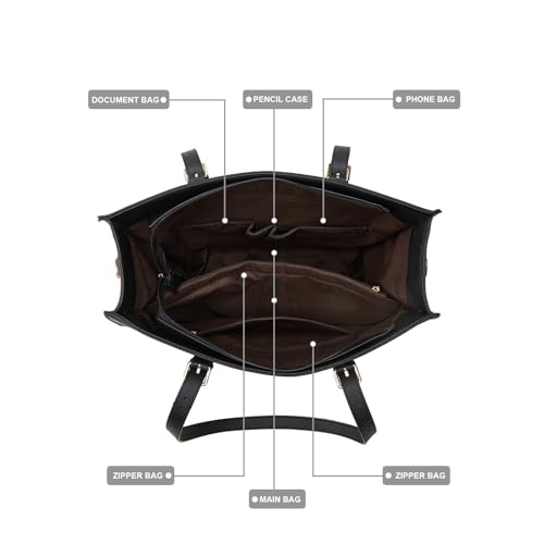 Image of Women Fashion Synthetic Leather Handbags Tote Bag Shoulder Bag Top Handle Satchel Purse Set