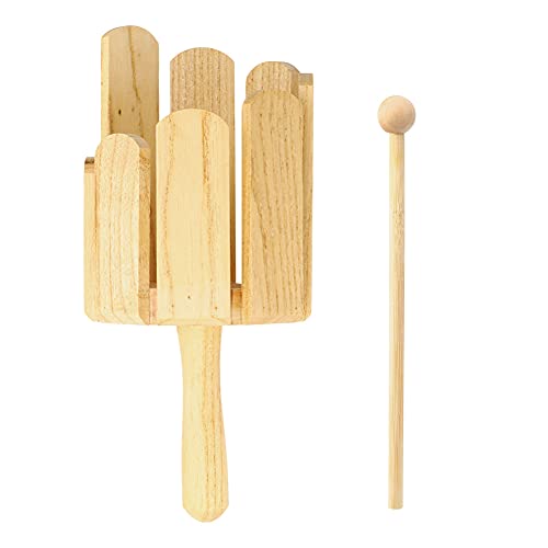 Orff Instrumento de percusión de Madera, Instrumento Musical multisonido de Madera Maciza, 8 Tonos de Color de Madera Natural con mazo de percusión, Juguete Educativo de