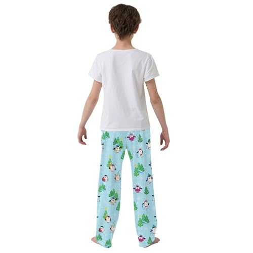 ZZXXB Winter Penguin Snow Print Boys Long Pants Soft Trousers Elastic Waist Kids Lounge Bottoms with Pockets S-XL3