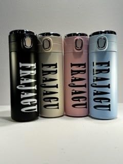 Miniatura 1 de FRAJAGU Deporte al aire libre de acero inoxidable aislado al vacío botella de agua 13.53 OZ (negro)