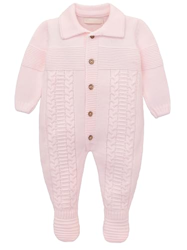 Image of Lilax Infant Baby Romper Long Sleeve Solid Knit Sweater Jumpsuit One-Piece Outfit for Boys and Girls