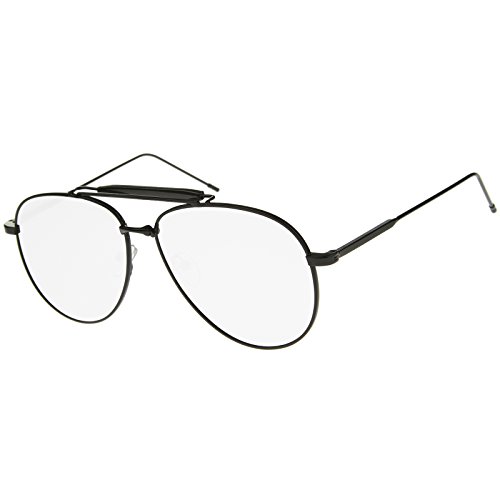 zeroUV Large Classic Teardrop Crossbar Mirrored Flat Lens Aviator Sunglasses 56mm2