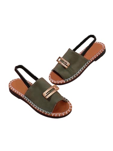 GORGLITTER Women's Gold Flat Sandals Open Toe Dressy Ankle Strap Wide Width Slides Shoes