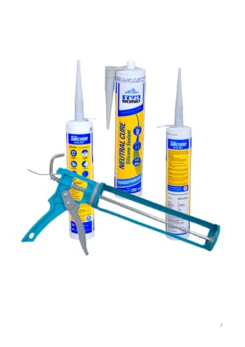 Image of Haxo TekBond Neutral White Silicone Sealant Adhesive Caulk with DIY GUN, Paintable, for General Purpose, Aquarium, Glass to Glass Adhesion Application (White - Pack of 3)