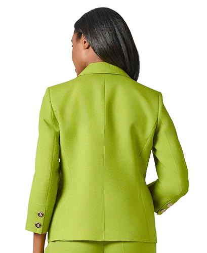 Kasper Women's Linen ONE Jacket W Bttn Sleeves, Kiwi3