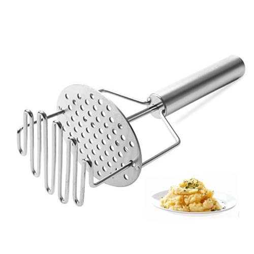 Machacador de patatas de acero inoxidable, prensa de patatas premium con mango largo, herramienta de cocina para puré de patatas, frutas y verduras, apto para lavavajillas