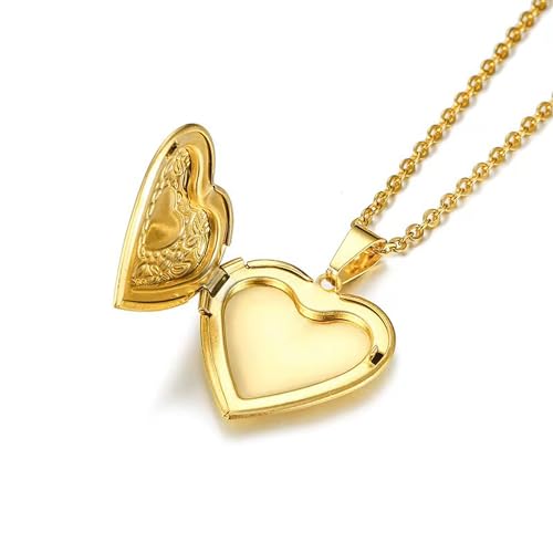 Hutou BZL-ZM26-G-A Locket Necklace Holds Pictures Alphabet Initial Letter Love Heart Lockets 18K Gold Plated Photo Memory Locket Necklaces Gold A thumb #4