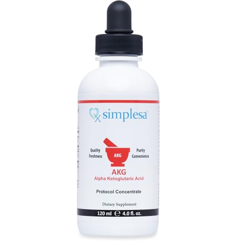 Simplesa AKG Liquid, Alpha-Ketoglutarate Supplement, Liquid Formula, 120ml Easy to Swallow and Fast Absorbing AKG Supplement, Supports Tremor Control, Muscle Health, Energy, and Brain Health