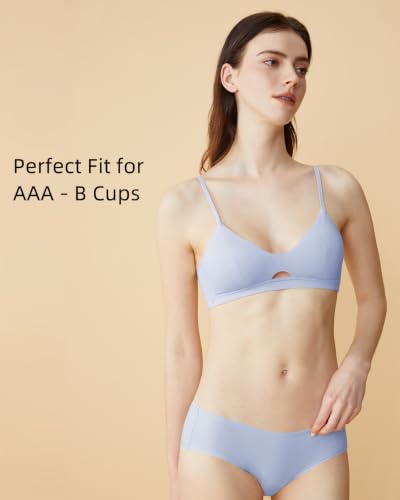 Image of Organic Pima Cotton Bra Wireless Padded Bralette Breathable Comfortable Bras for Women Everyday Triangle Bralette
