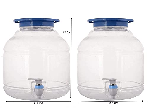 Image of 2 pcs Plastic Bottle Water Jar Dispenser with 1 Glass, Transparent Drink Bottle, Water Container