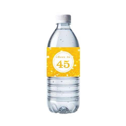 32 Pces Cheer to 45 Water Bottle Labels Happy 45th Birthday Party Drink Stickers, Waterproof 45 Year Old Bottle Wrap Around Stickers Forty-Five Anniversary Party Decorations, 45th Can Decor