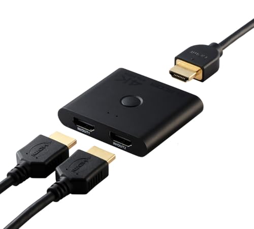 Elecom DH-SW4KBD21BK/E HDMI Switcher, 4K 60Hz, 2 Input, 1 Output, Bi-Directional, Thin (0.5 inches (12 mm), Splitter Device, PS5/4, Nintendo Switch, Fire TV Stick, Etc