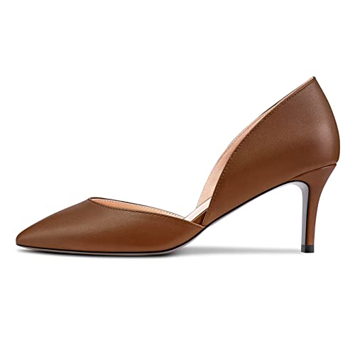 NobleOnly Women Stiletto Mid Heel Pointed Toe Pumps Two-Piece Slip-on Wedding Sexy 2.4 Inches Heels2