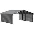 Arrow Carports Galvanized Steel Carport, with 2-Sided Enclosure, Compact Car Metal Carport Kit, 20' x 20' x 9', Charcoal