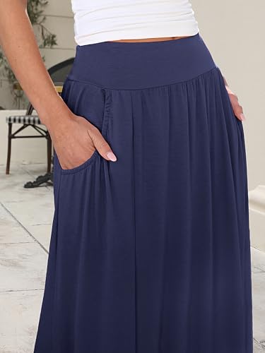 ANRABESS Women's Summer Long Maxi Skirts 2025 Trendy Ankle Length High Waisted Boho Flowy Beach Dress with Pockets Fashion