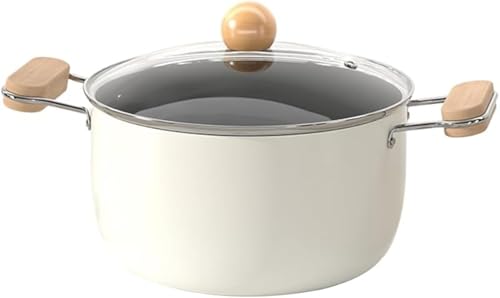 SLLS スープ鍋 両手鍋 せいろ蒸し器付き 木柄 0 フッ素コーティング セラミック釉薬焦げ付き防止ガス対応 多用途蒸し/煮込み/二重調理 家庭用