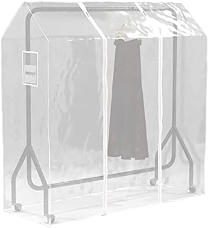 HANGERWORLD 5ft (147cm) Transparent Clothes Garment Zipped Rail Clothes Protector Cover with Document Pocket