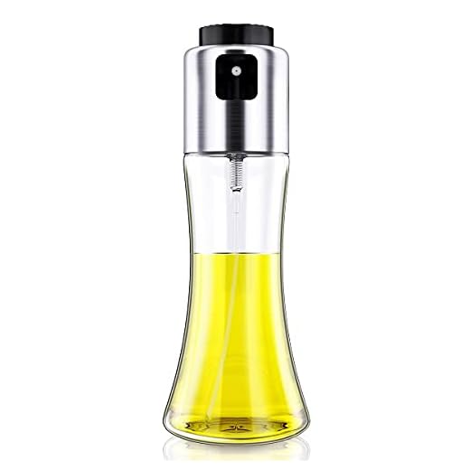 VEHHE Oil Sprayer for Cooking, Olive Oil Spray Bottle Dispenser 180ml/6 fl oz with 3pcs Silicone Brushes for Cooking, Baking, BBQ, Salad, Air Fryer, Roasting