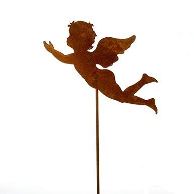 Engel, Gartenstecker 'schwebener Engel'; Metall, Rost; 113 cm;...