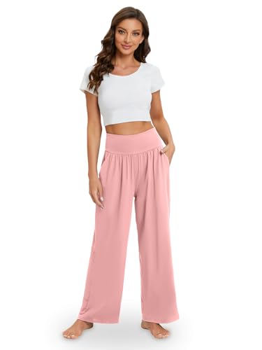 Image of Gracyoga Wide Leg Yoga Pants for Women Casual Loose Cozy Sweatpants High Waisted Lounge Pajama Flowy Pants With Pockets