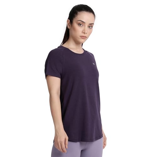 Image of Lavos Women's Regular Fit T-Shirt with Half Sleeve Round Neck, Bamboo & Cotton Gym, Yoga and Sports Wear for Women