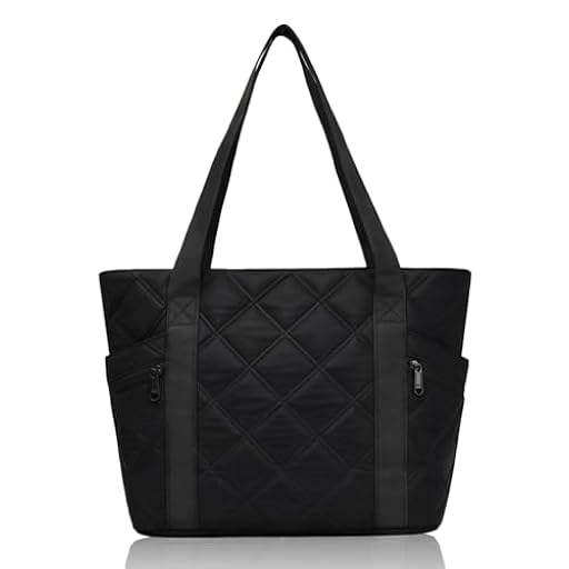 Aucuu Bolso Mujer, Bolsa Acolchado Grande Tote Bag, Bolso Bandolera, Bolso Ordenador Portátil, para Oficina, Escuela, Gimnasio, Playa, Compras, Viajes-Negro | Ya disponible en tu tienda friki favorita! En mundofriki.es!