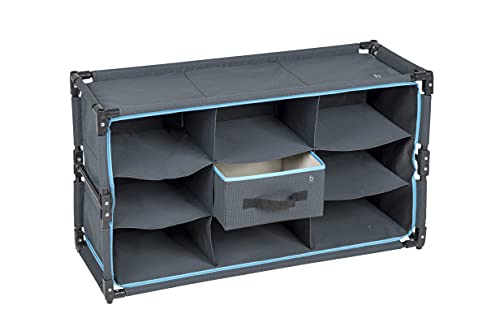 Bo-Camp Faltschrank Camping Schrank Regal Zelt Organizer Garderobe 9Fächer Stahl