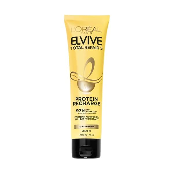 LOreal-Paris-Elvive-Total-Repair-5-Protein-Recharge-Leave-In-Conditioner-Treatment-and-Heat-Protectant-51-Ounce L'Oreal Paris Elvive Total Repair 5 Protein Recharge Leave In Conditioner Treatment and Heat Protectant, 5.1 Ounce