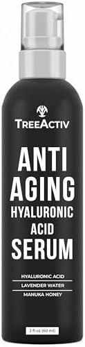 Anti-Aging Hyaluronic Acid Serum for Face 2 oz, Hydrating Wrinkle Repair for Skin Care, Pure Hyaluronic Acid Face Serum for Women, Oil-Free Anti-Aging for Advanced Skin Repair TreeActiv