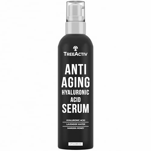 Anti-Aging Hyaluronic Acid Serum for Face 2 oz, Hydrating Wrinkle Repair for Skin Care, Pure Hyaluronic Acid Face Serum for Women, Oil-Free Anti-Aging for Advanced Skin Repair TreeActiv
