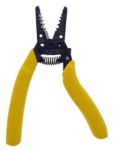 Image of IDEAL Electrical 45-618 Reflex Super T-Stripper - 8-116 AWG, Yellow, Wire Stripper, Plier Nose, Slide Lock, Textured Grips (Pack of 2)