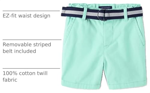 The Children's Place Baby Boys' and Toddler Twill Belted Chino Short, Mellow Aqua, 2T - image 3