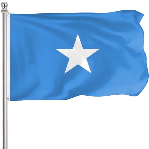 FLGCLUB Somalia Somali Flag 3x5 Ft Outdoor, Vibrant Color Fade Resistant Somalia Flags Polyester Double Stitched, Somali National Flag Canvas Header and Brass Grommets