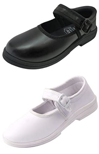Image of Combo Pack of 2, 1 Black School Shoes + 1 White School Shoes for Girls
