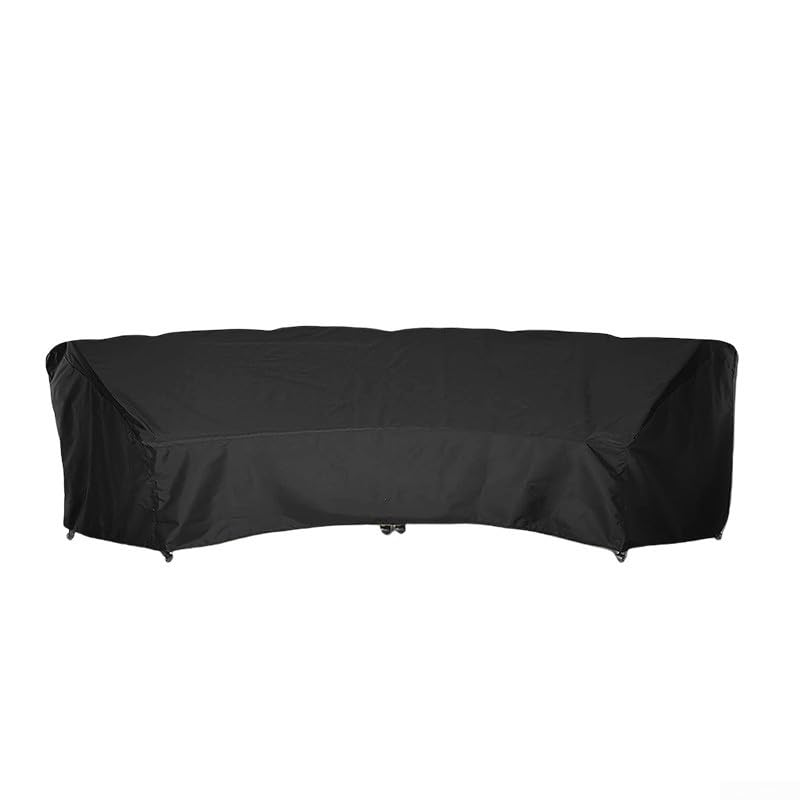 Vilgftyiet Outdoor Curved Sofa Cover Waterproof Heavy Duty Garden Furniture Protector All Weather Protection With Drawstring For Sectional Corner Couch Black 228x116x86cm(228x116x86cm)