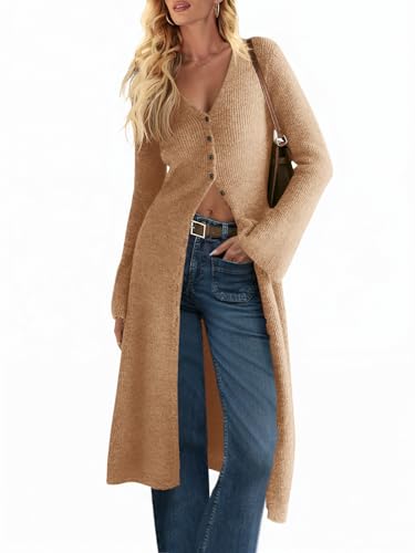Saodimallsu Womens Long Cardigan Sweaters Oversized Bell Sleeve Open Front