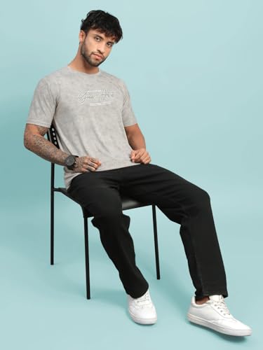 Image of Lux Nitro Men's Cloud Burst Printed Half Sleeve T-Shirt | Cotton Blend Round Neck Tee | Regular Fit Casual Wear