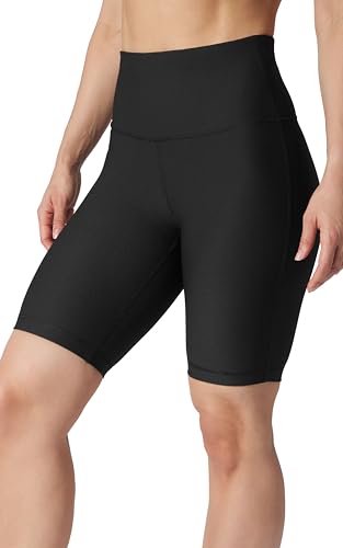 90 Degree By Reflex Womens High Waisted Biker Shorts Ribbed Workout Yoga Running Tummy Control Spandex Short