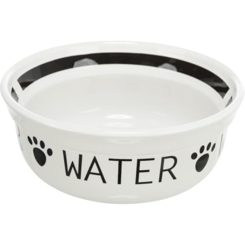 TRIXIE 24642 Napf-Set Eat on Feet, 2 × 1,6 l/ø20 cm, weiß/schwarz, 4011905246420, mehrfarbig