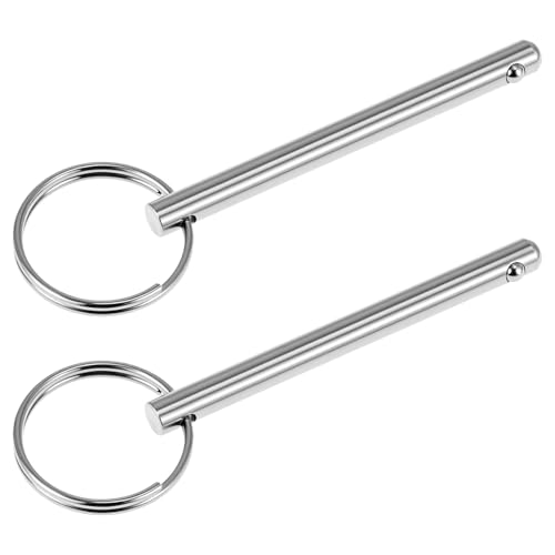 QWORK Quick Release Pin 2 Pack 316 Stainless Steel Marine Hardware Bimini Top Pin Diameter 1/4 Overall Length 3 Usable Length 2.4